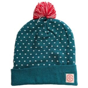 Chick-fil-A Employee Beanie Hat Pom Pom Teal Knit Winter Cap Uniform‎ CFA
